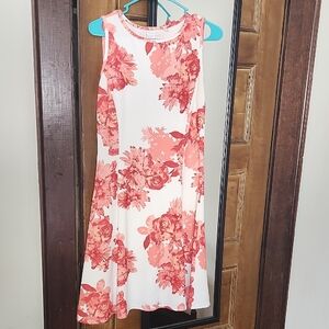 New York & Company Floral Midi Dress - White and Pink